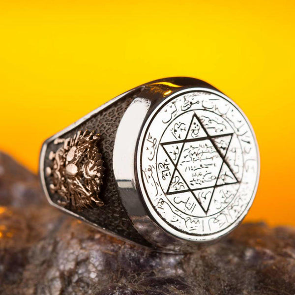 Seal of Solomon Ring with Ottoman Crest Round Model